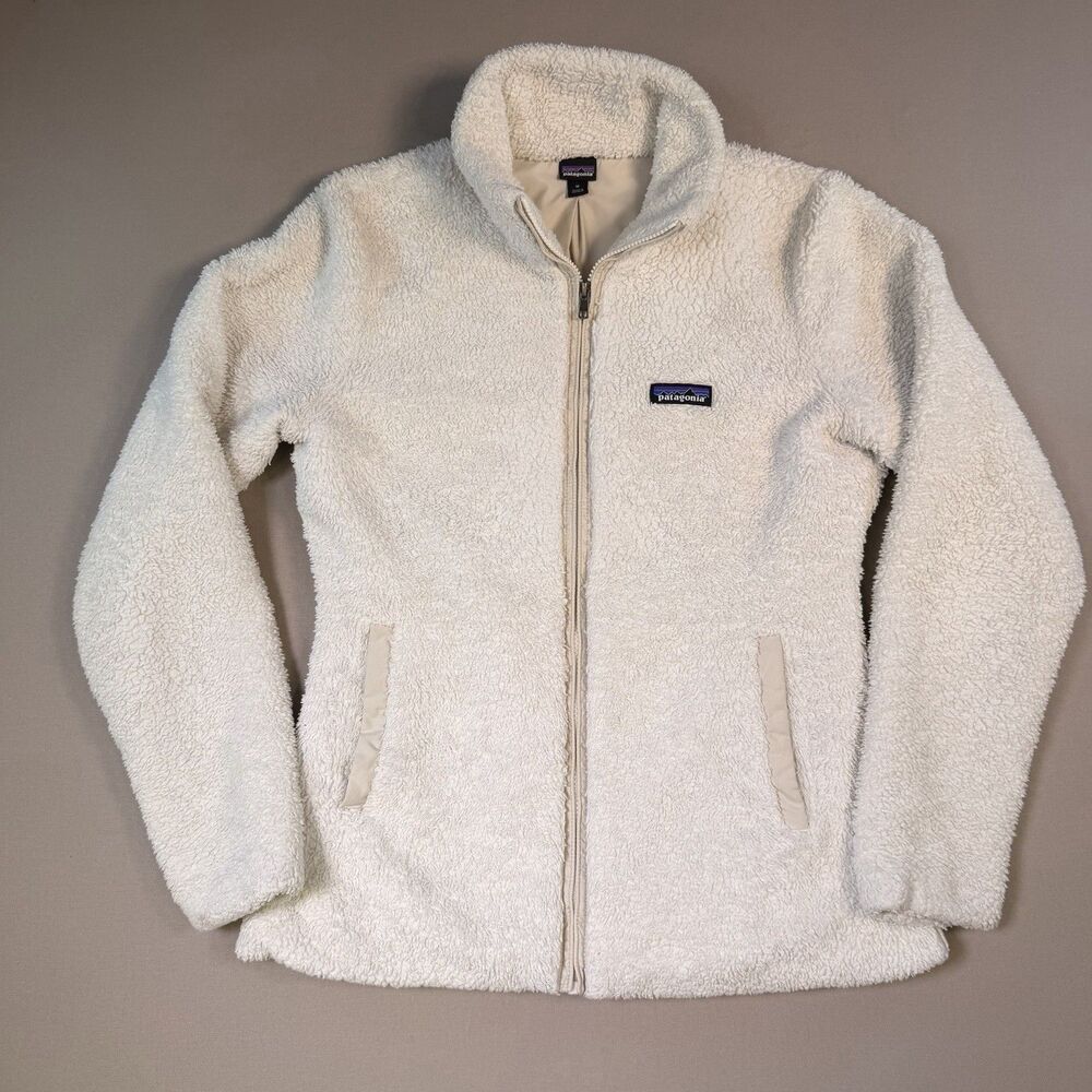 Patagonia Jacket Womens Medium Cream Los Gatos High Pile Fleece Full Zip Pockets